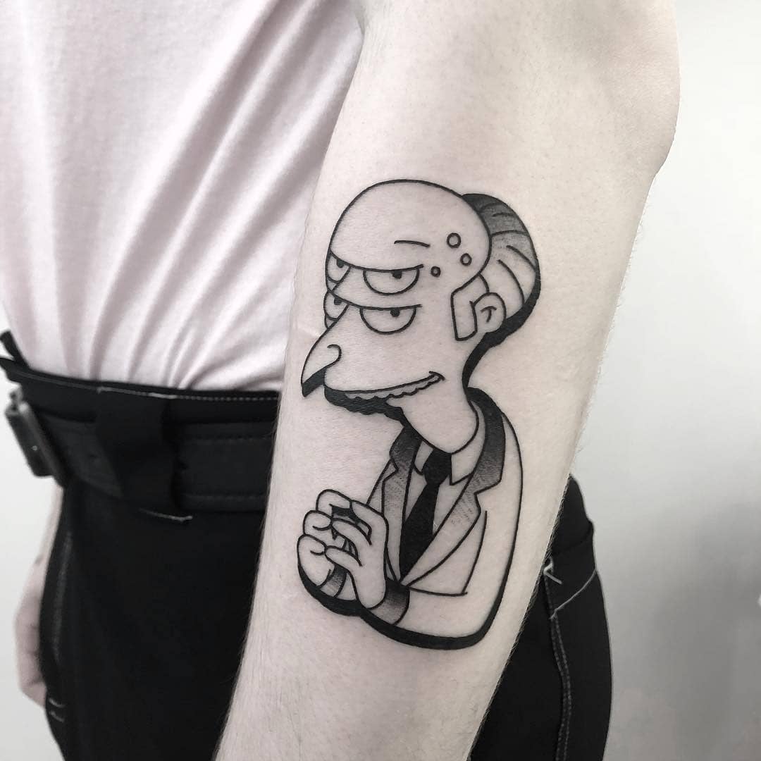 The simpsons Montgomery Burns tattoo